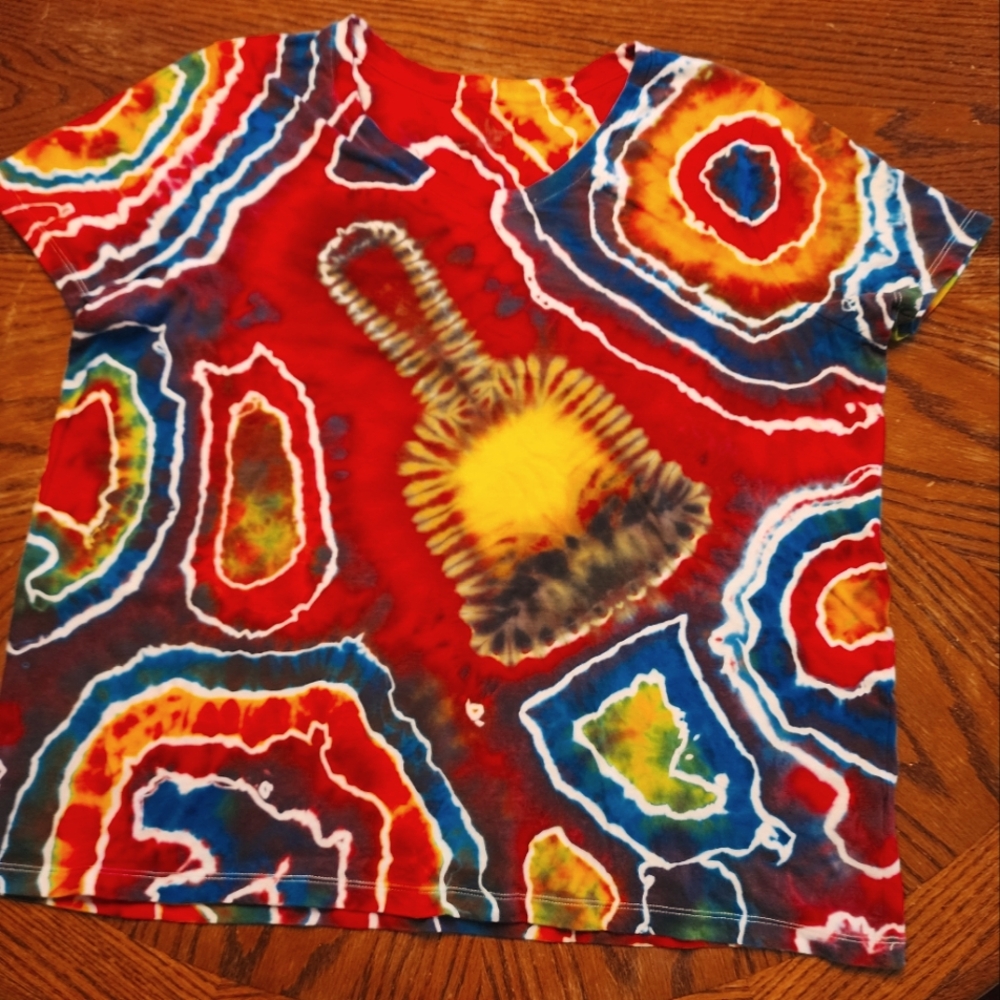 Women's custom tie dyed T-shirt, V-neck